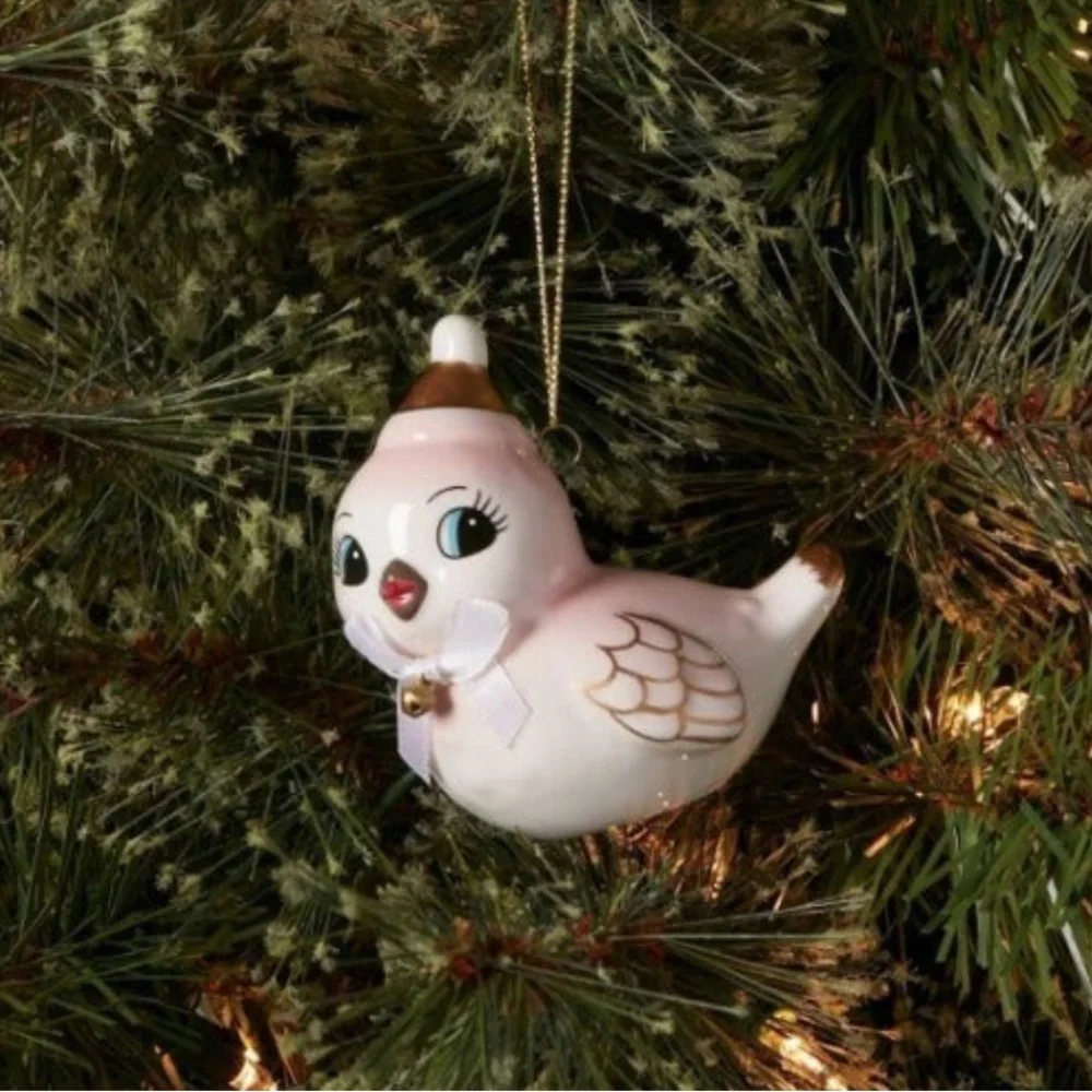 Target Ceramic Retro Bird Pink Christmas Tree Ornament Wondershop
